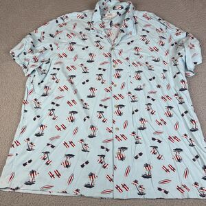 CROFT & BARROW Hawaiian Shirt Mens 4XLT Tall Red Blue Button Surfboard Flip Flop